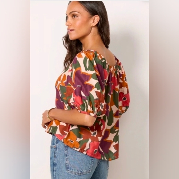 Velvet by Graham & Spencer Evereve Exclusive Silk Blend Floral Blouse - Size XL - Picture 7 of 7